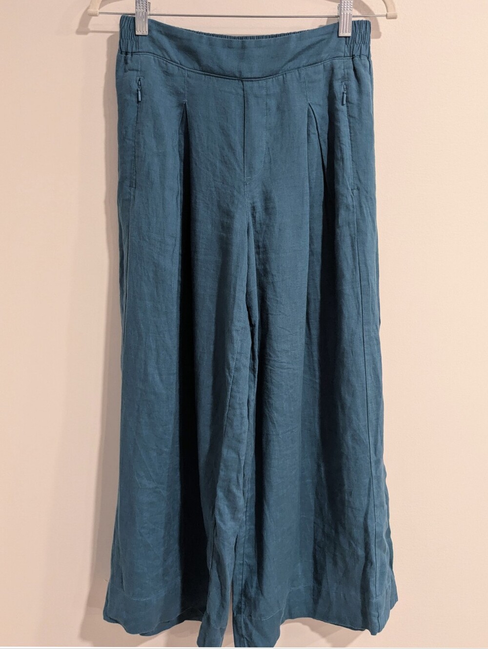 Athleta Playa Linen Wide Crop Pant In Borealis Green - Picture 3 of 7